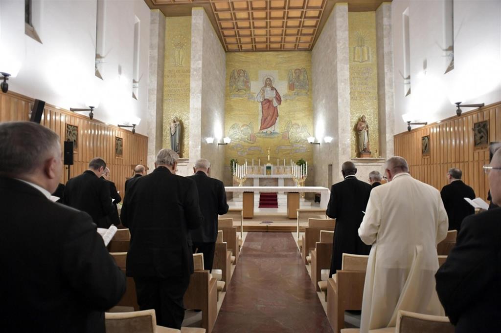 Gli esercizi spirituali di papa Francesco e la Curia romana ad Ariccia, nel 2018