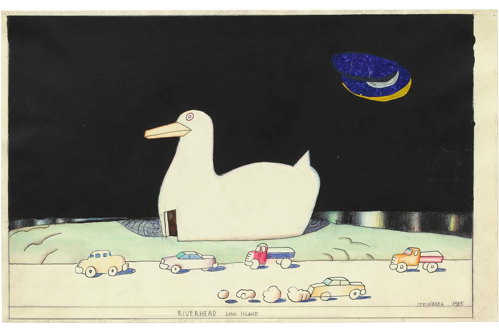 Saul Steinberg, “Riverhead. Long Island” (tecnica mista, 1985)