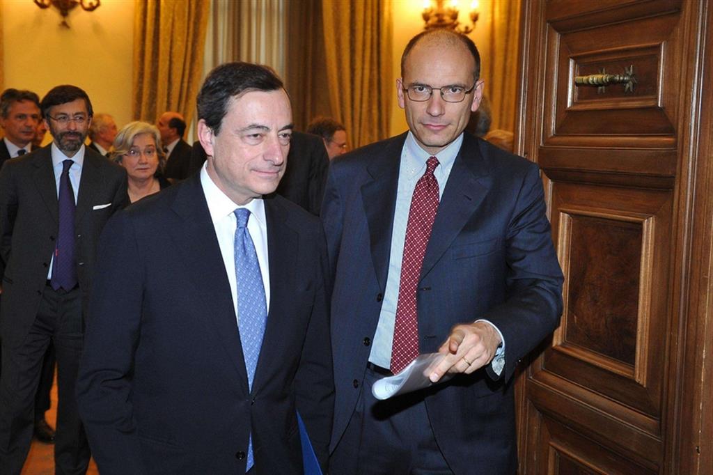 Mario Draghi con Enrico Letta in una foto d’archivio