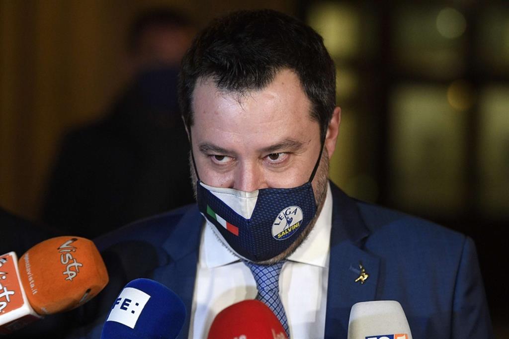 Matteo Salvini a Montecitorio per partecipare alle consultazioni del Presidente del Consiglio incaricato, Mario Draghi