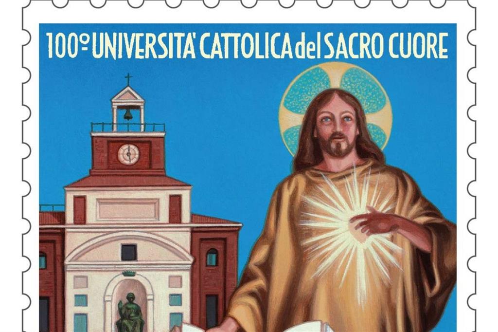 Il francobollo celebrativo per i 100 anni dell'Università Cattolica del Sacro Cuore