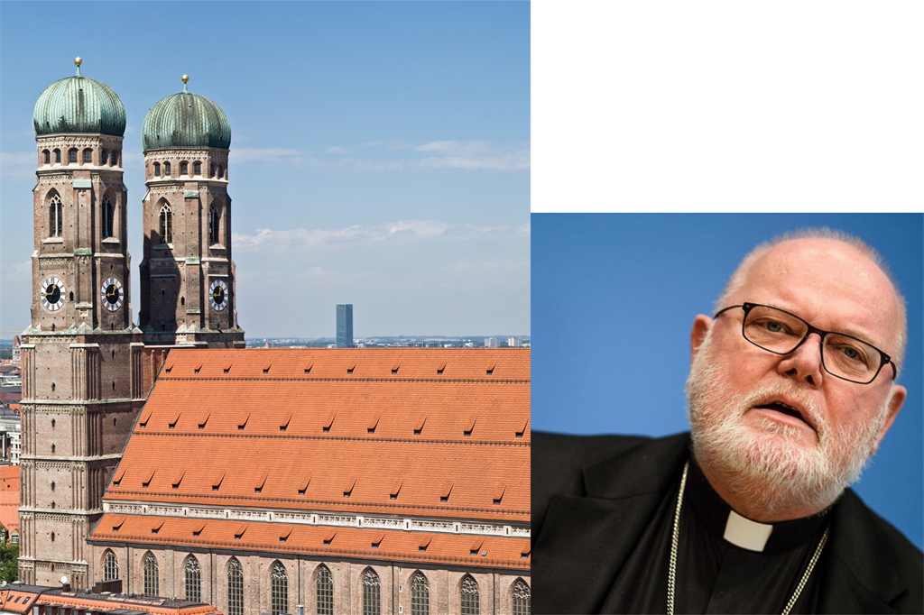 Un’immagine della Cattedrale di Monaco di Baviera e il cardinale Reinhard Marx