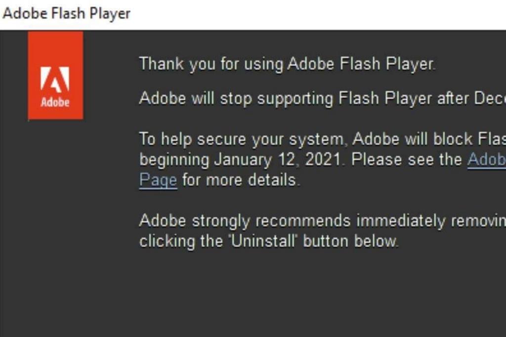 Adobe Flash Player si è spento per sempre
