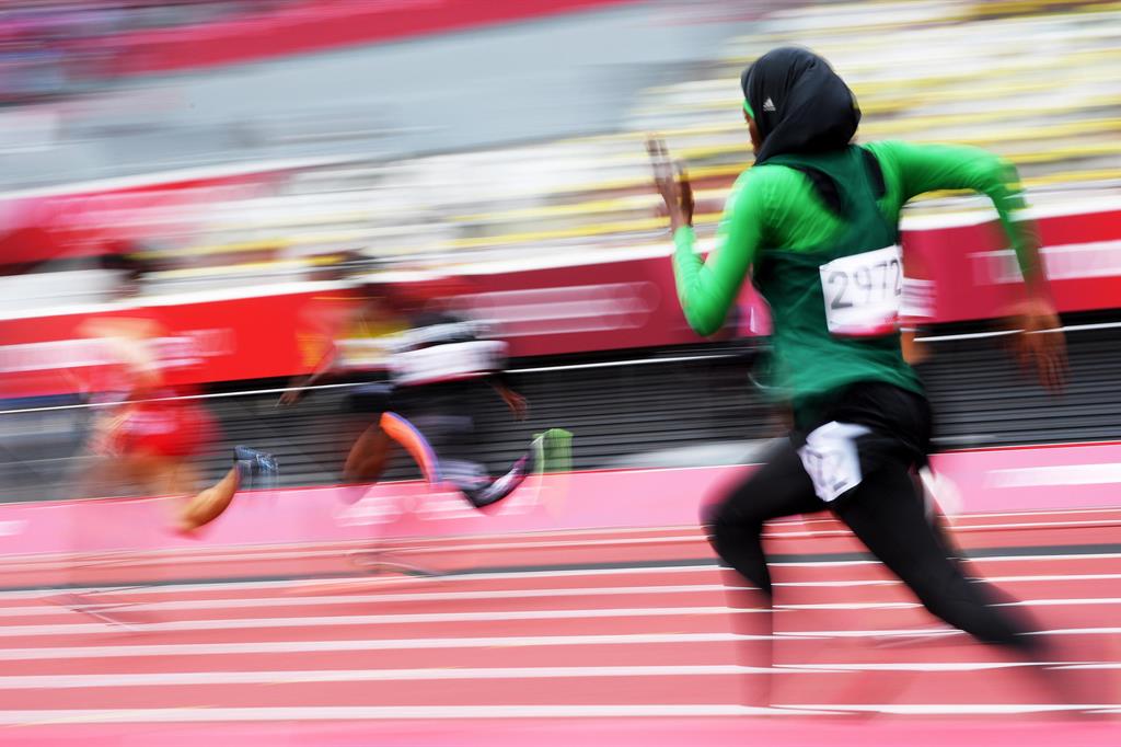 Houleleye Ba (Mauritania) in pista nei preliminari dei 100 metri donne