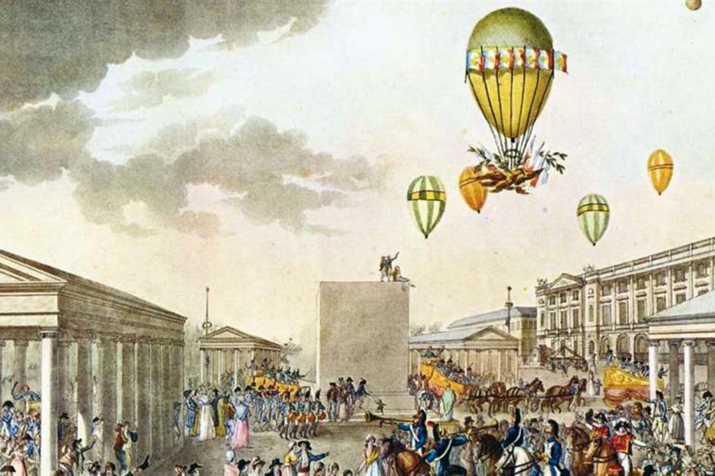 Il pallone aerostatico celebrativo di Napoleone del 1804 in un'immagine dell'epoca