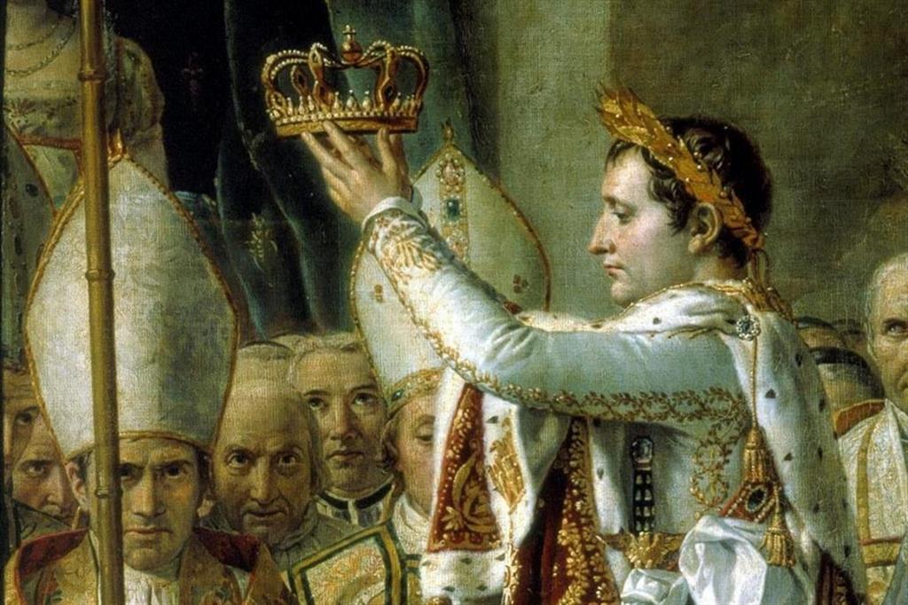 Napoleone al cospetto di papa Pio VII nel dipinto di Jacques-Louis David dedicato all’incoronazione del 2 dicembre 1804