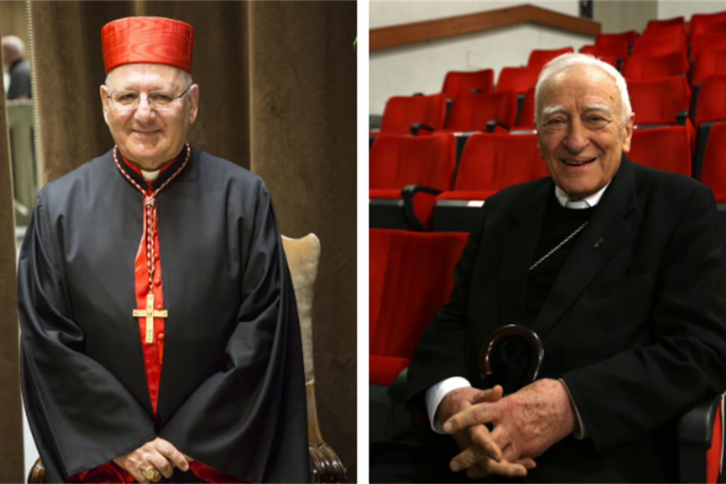 A sinistra il cardinale Louis Raphael Sako, a destra Luigi Bettazzi, vescovo emerito di Ivrea