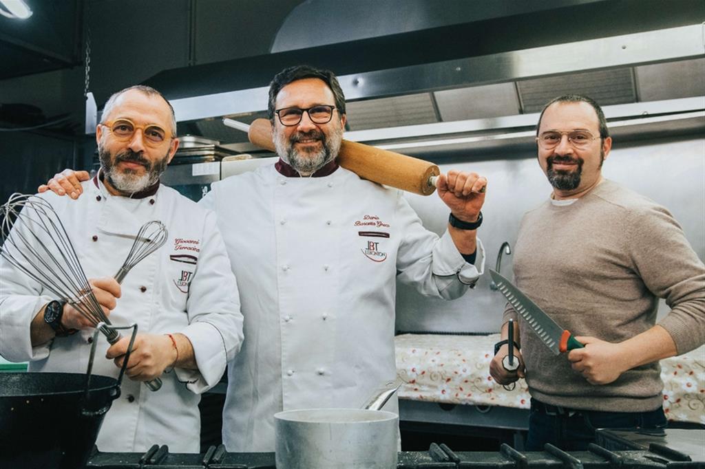 Da sinistra, Giovanni Terracina, Dario Bascetta Greco e Daniele Terracina, founder di Le Bon Ton Catering