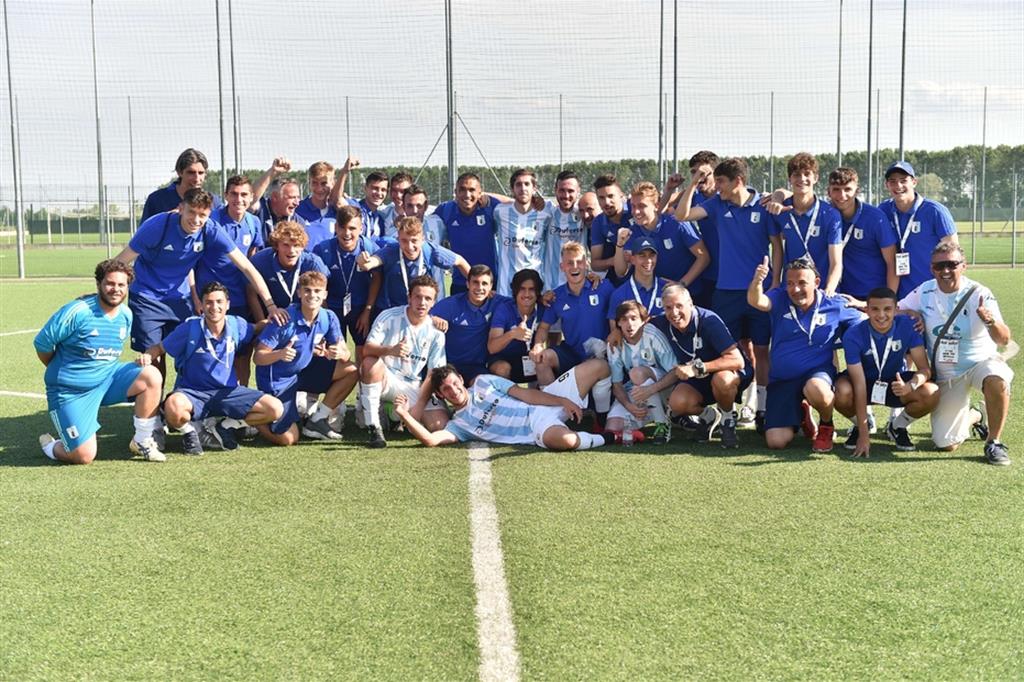 Gli atleti speciali della Fermana, Novara, Virtus Entella, Lega Pro scattata a Novarello per la quadrangolare “4 Special Cup” del 2019