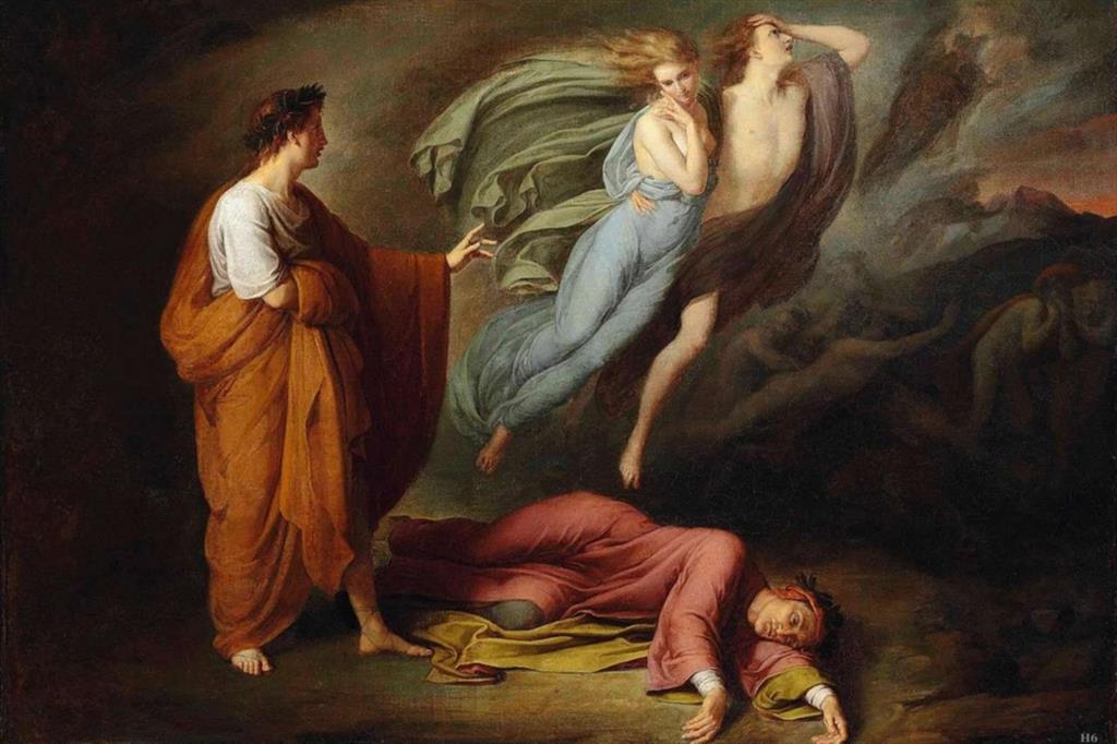 Ary Scheffer, “Dante e Virgilio incontrano Paolo e Francesca”, 1835, particolare / WikiCommons