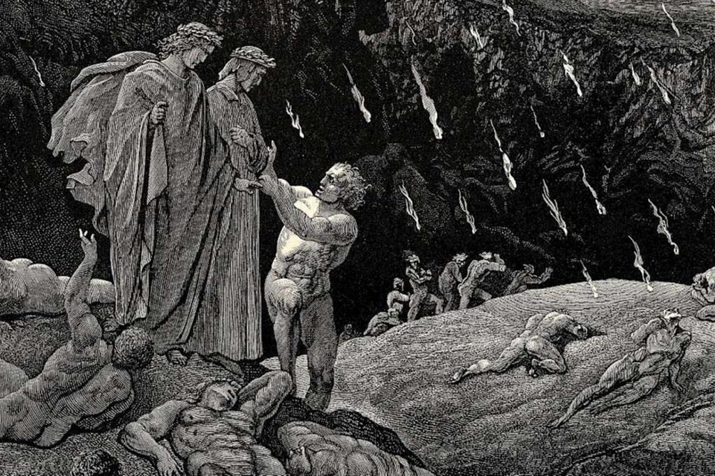 L'incontro tra Dante e Brunetto Latini nel canto XV dell'Inferno nell'illustrazione di Gustave Doré