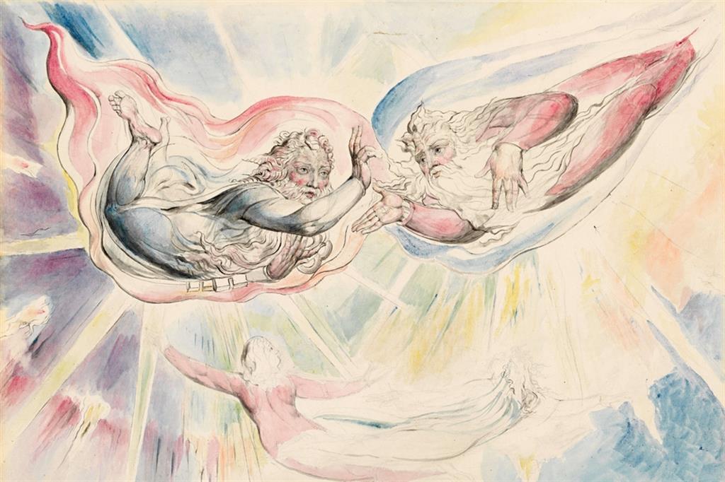 William Blake, “San Pietro e san Giacomo con Dante e Beatrice” (1824-1827)