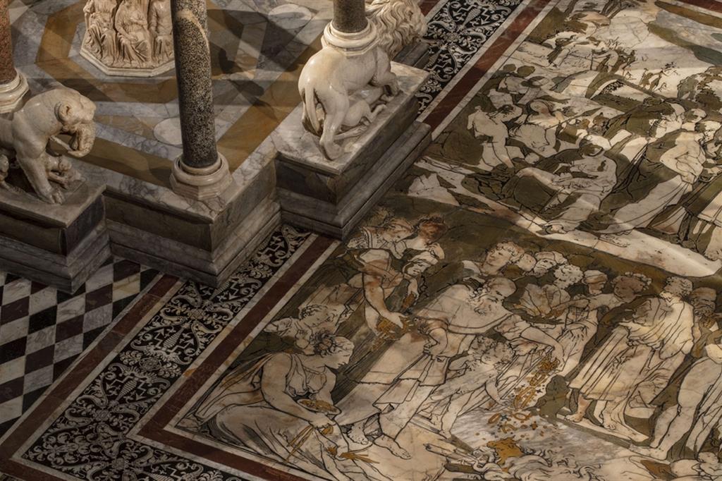 Particolare del pavimento marmoreo della cattedrale di Siena