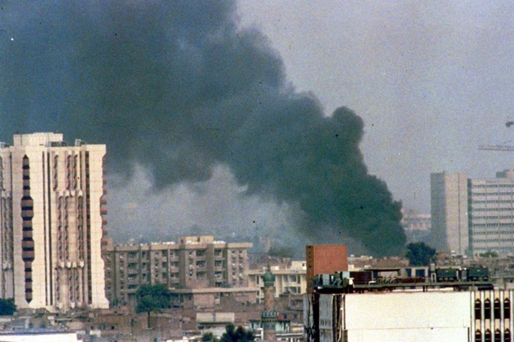 I bombardamenti su Baghdad durante la Guerra del Golfo, nel 1991