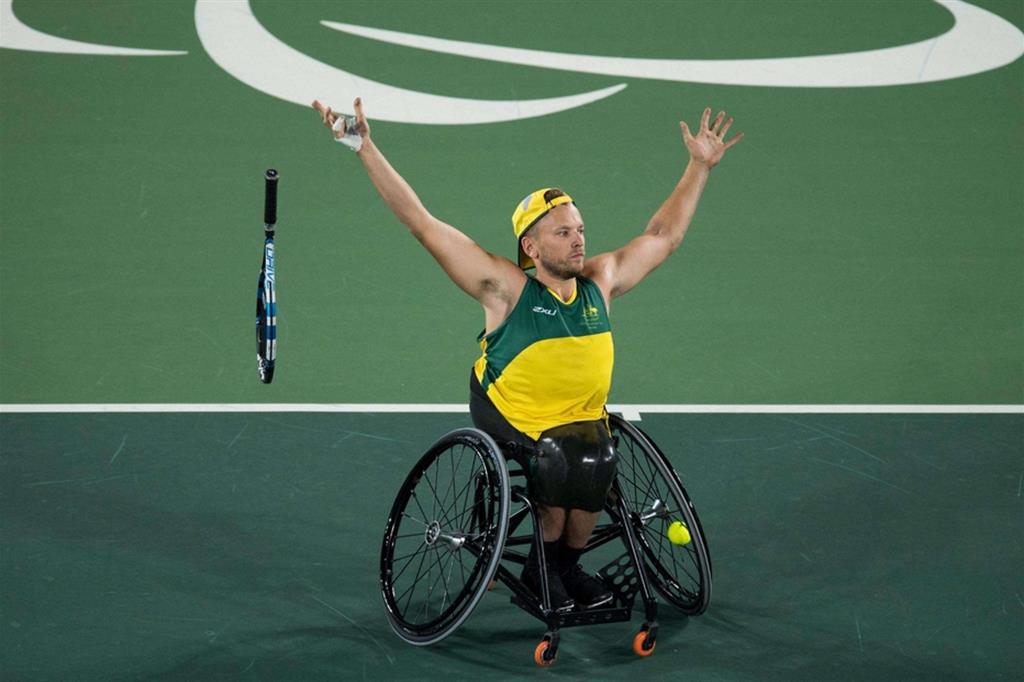 Il tennista paralimpico australiano Dylan Alcott, oro ai Giochi di Rio de Janeiro nel 2016