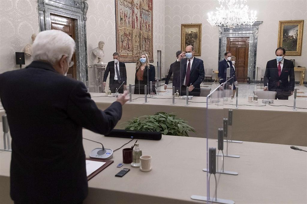 Il presidente Mattarella riceve la delegazione del Pd con Delrio, Cuppi, Zingaretti e Marcucci