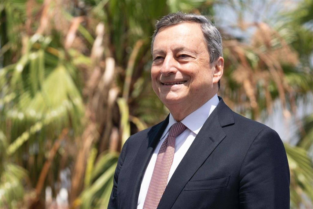il premier Mario Draghi oggi a Barcellona