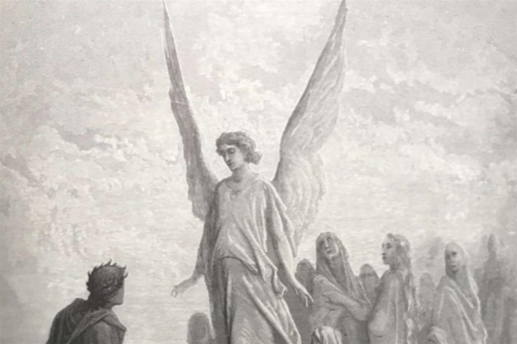 Le anime arrivano al Purgatorio in un’incisione di Gustave Doré