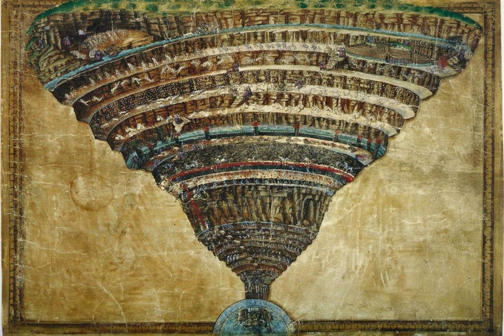 Sandro Botticelli, "Disegni per la Divina Commedia - La voragine infernale" (Biblioteca Apostolica Vaticana)