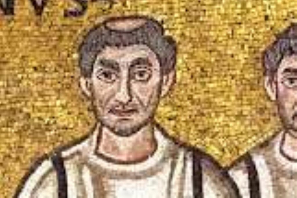 Secondo Troncarelli Il diacono che appare nel mosaico bizantino del VI secolo con Giustiniano e il seguito in San Vitale a Ravenna è Cassiodoro