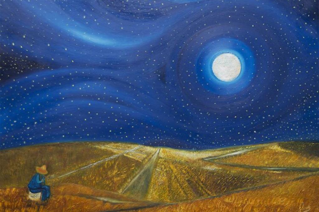 "Pace su campo di grano" (fronte), dipinto di Giuseppe Siniscalchi