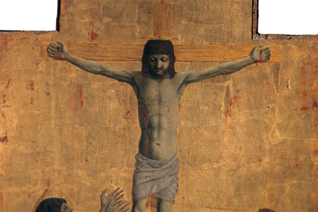 Piero della Francesca, Polittico di Misericordia (particolare della Crocifissione), Museo Civico, Sansepolcro 