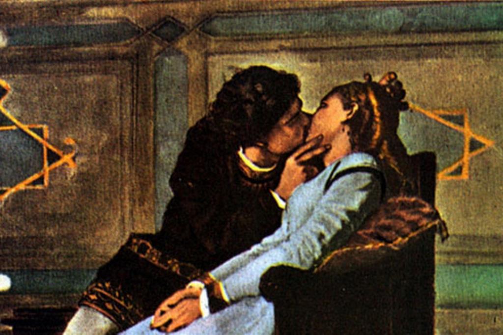 Il bacio fra Paolo e Francesca ritratto in un quadro di Amos Cassioli