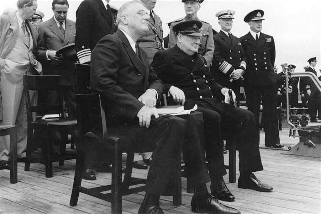 Winston Churchill e Franklin Delano Roosevelt a bordo della “Princes of Wales” presso Terranova nell’agosto del 1941