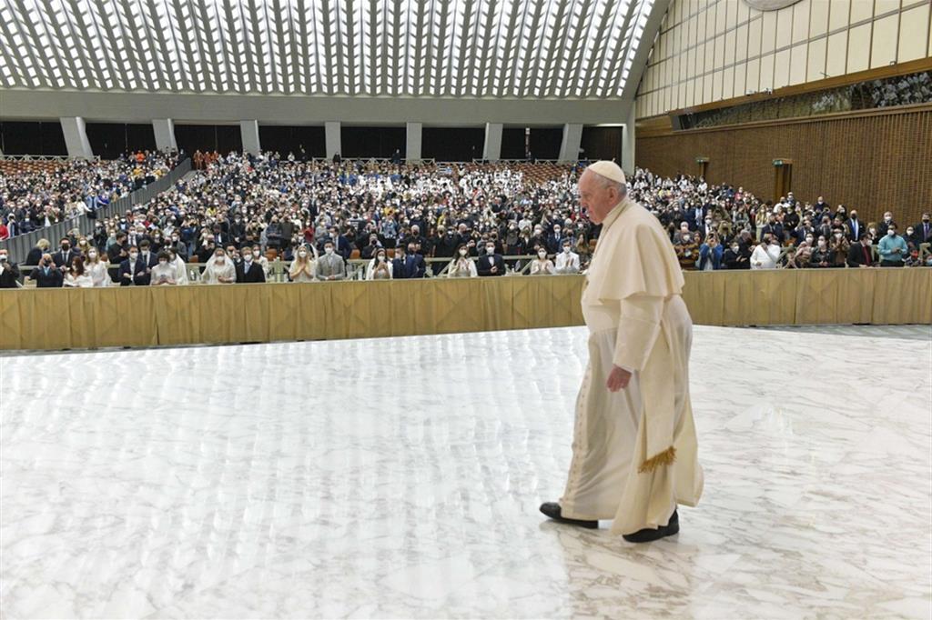 Papa Francesco durante un'udienza generale