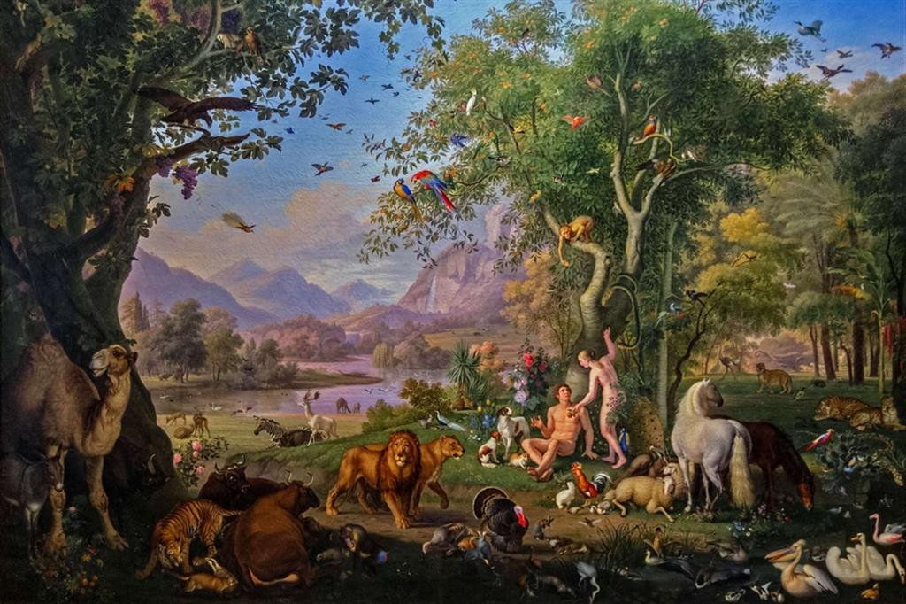 Il giardino dell'Eden in un dipinto di Johann Wenzel Peter conservato alla Pinacoteca vaticana (1800-1829).