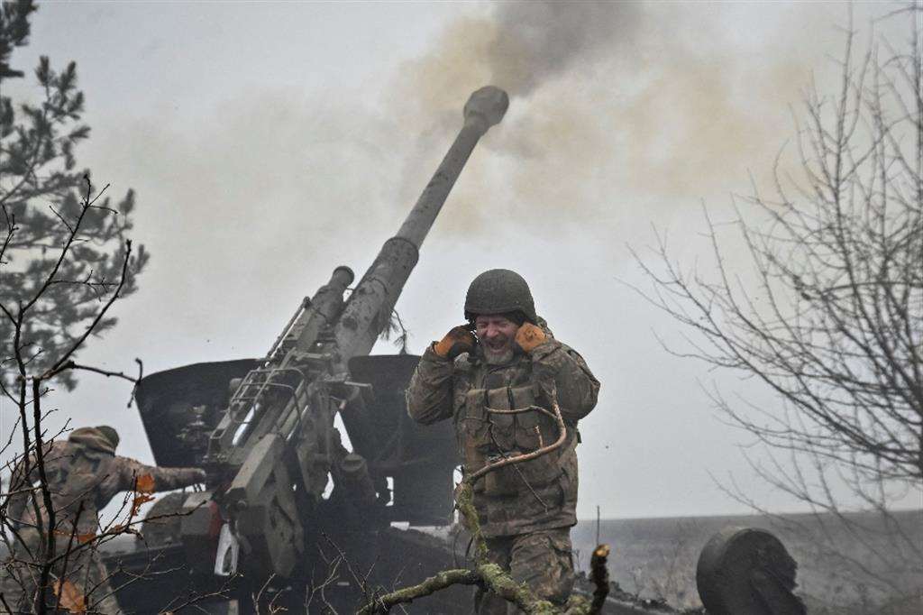 Una postazione di artiglieria ucraina