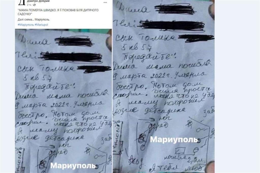 La lettera con la quale un ucraino scrive al fratello che la madre è morta ed è stata sepolta nel giardino dell'asilo - .