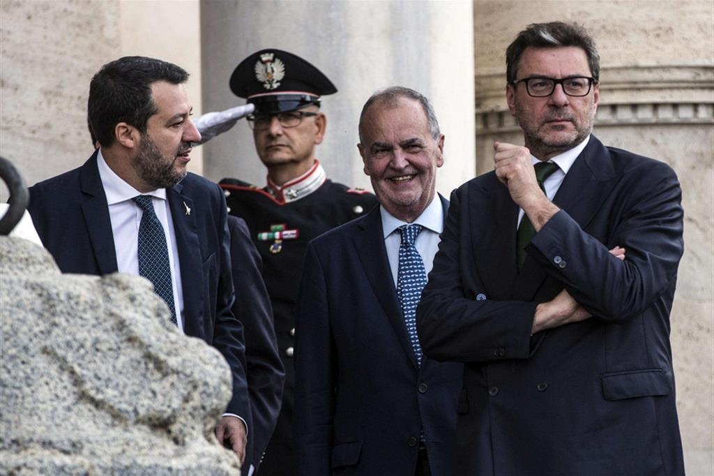 Salvini, Calderoli e Giorgetti