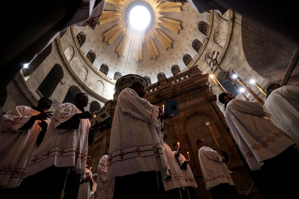 Una celebrazione del Triduo pasquale nella Basilica del Santo Sepolcro a Gerusalemme