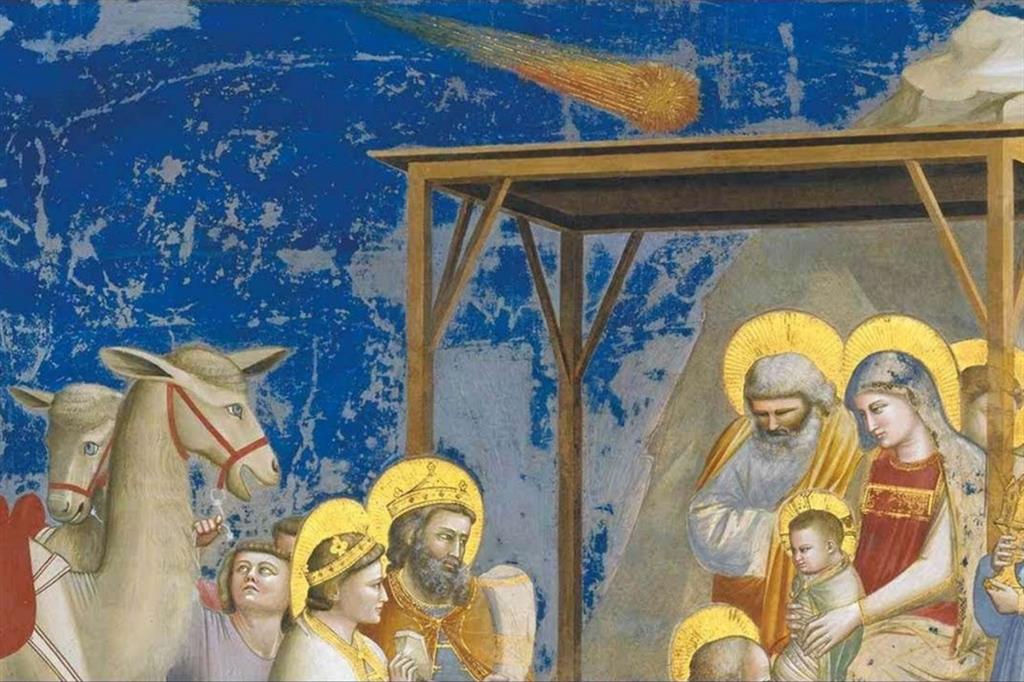 La stella cometa dipinta da Giotto e da lui vista nel 1301, poi identificata con quella di Halley. Cappella degli Scrovegni, Padova