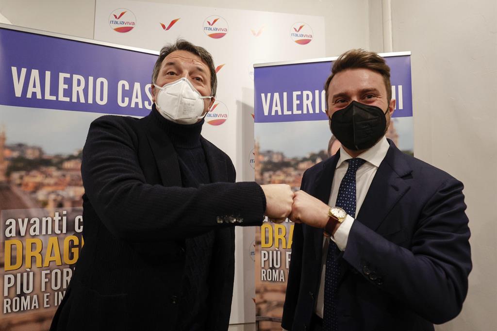 Matteo Renzi con Valerio Casini, il candidato di Iv alle elezioni suppletive di Roma centro.