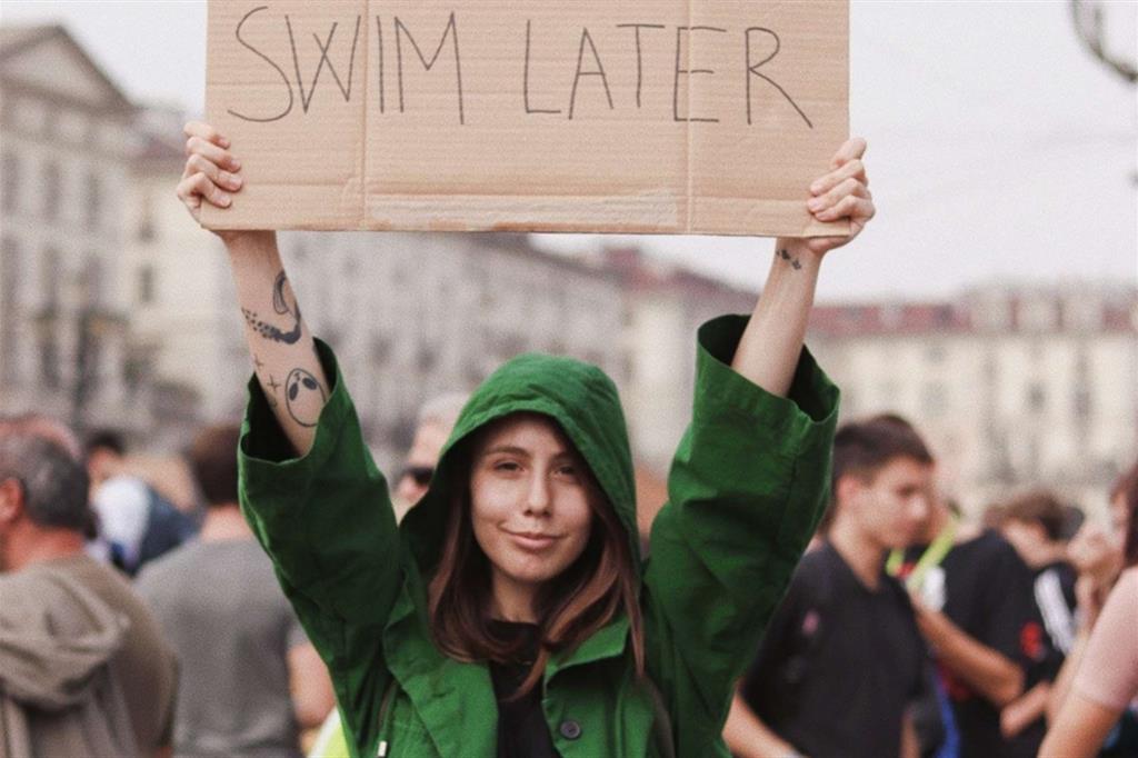 Giorgia Pagliuca, 24 anni, durante una manifestazione ambientalista