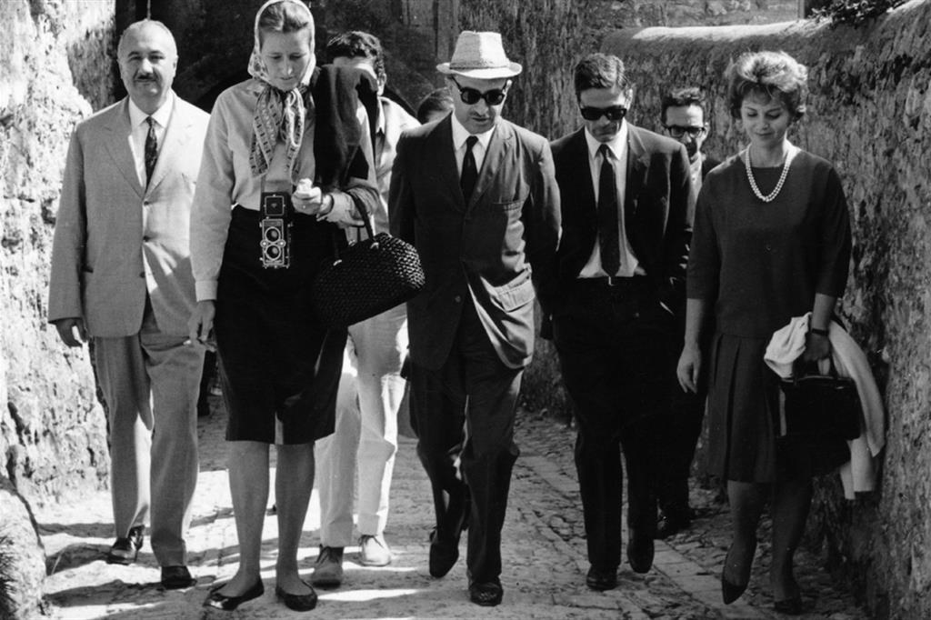 Pier Paolo Pasolini all'Eremo delle Carceri nel 1963 in occasione del Convegno dei Cineasti della Pro Civitate Christiana