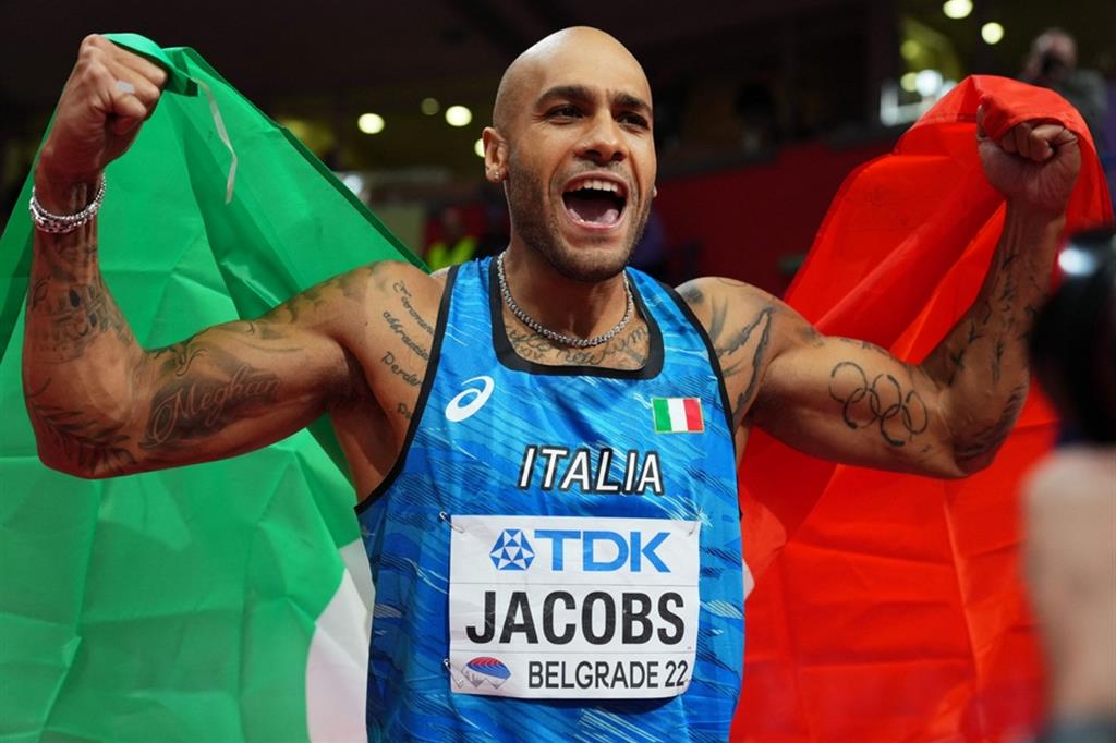 Il campione olimpico e recordman dei 100 metri Marcell Jacobs