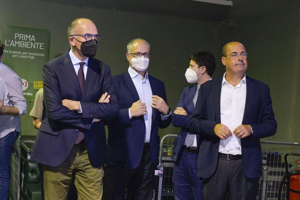 Approvata l’agenda elettorale. Da sinistra, Enrico Letta, Roberto Gualtieri, Roberto Speranza e Nicola Zingaretti