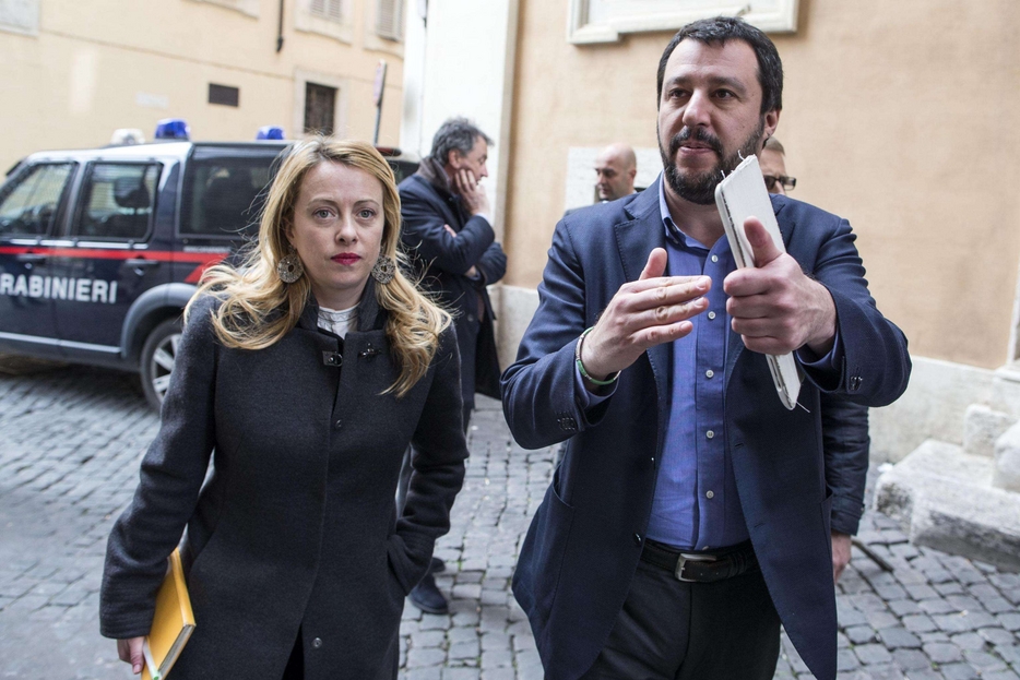 Giorgia Meloni con Matteo Salvini