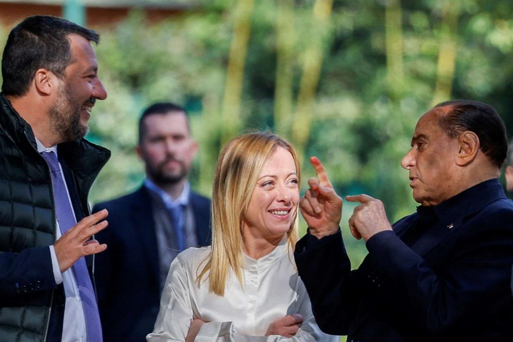 Salvini, Meloni e Berlusconi in una foto del 2021