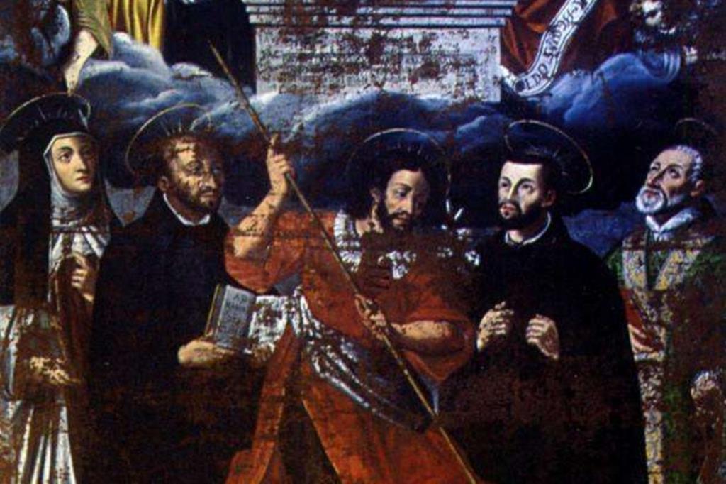 Dipinto nel convento di Toro (Cb) con i cinque santi canonizzati insieme nel 1622 (particolare)
