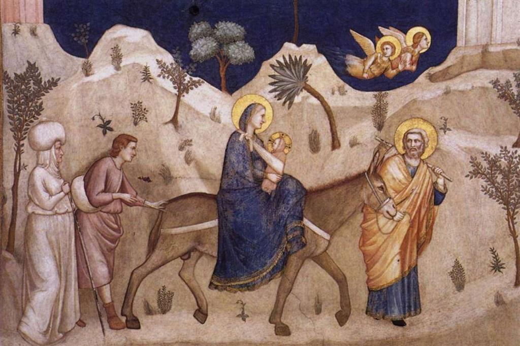 Giotto, “Fuga in Egitto”. Assisi, basilica inferiore di San Francesco