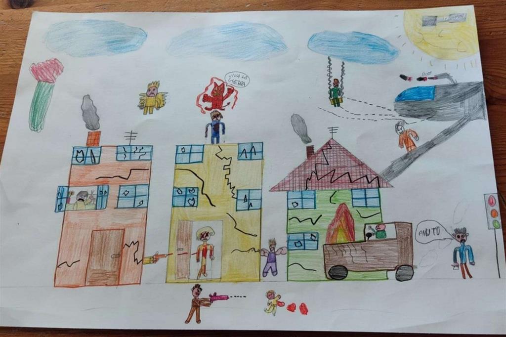 Ecco come i bambini italiani e ucraini disegnano la guerra 
