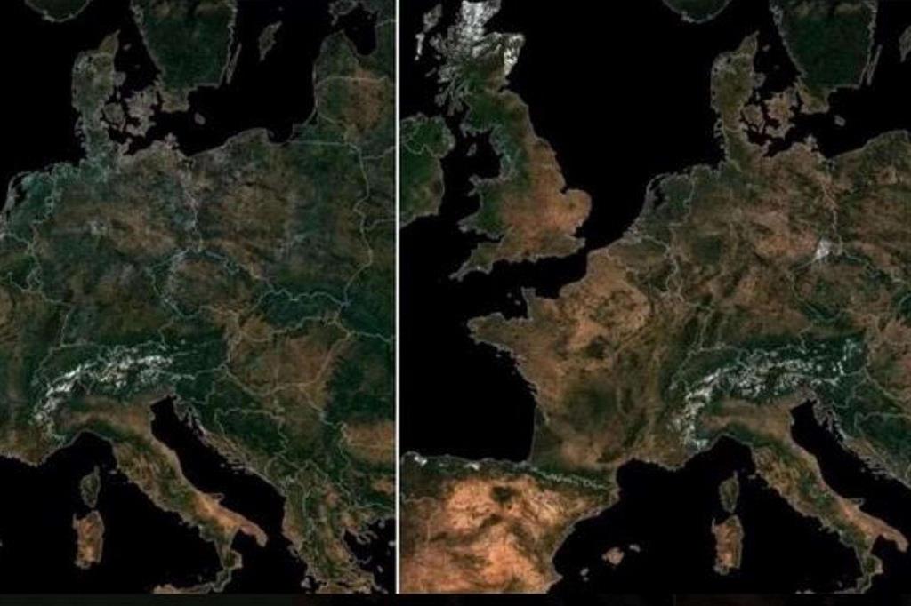Immagine satellitare tratta dal profilo Twitter del programma europeo di osservazione della Terra Copernicus