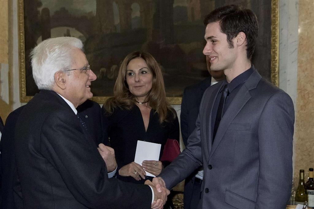 Jacopo Tissi con il presidente Mattarella nel 2017