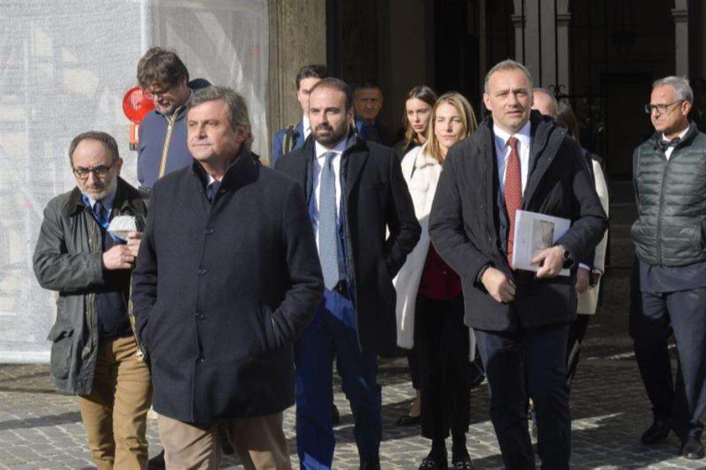 La delegazione Azione-Iv lascia Palazzo Chigi dopo l'incontro sulla manovra