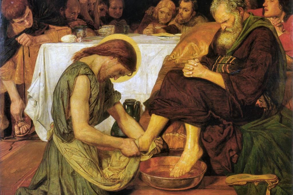 Ford Madox Brown, Gesù lava i piedi a Pietro, 1852-1856 (particolare)
