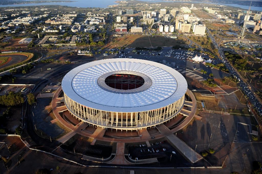 Una vista aerea dello stadio Mané Garrincha di Brasilia